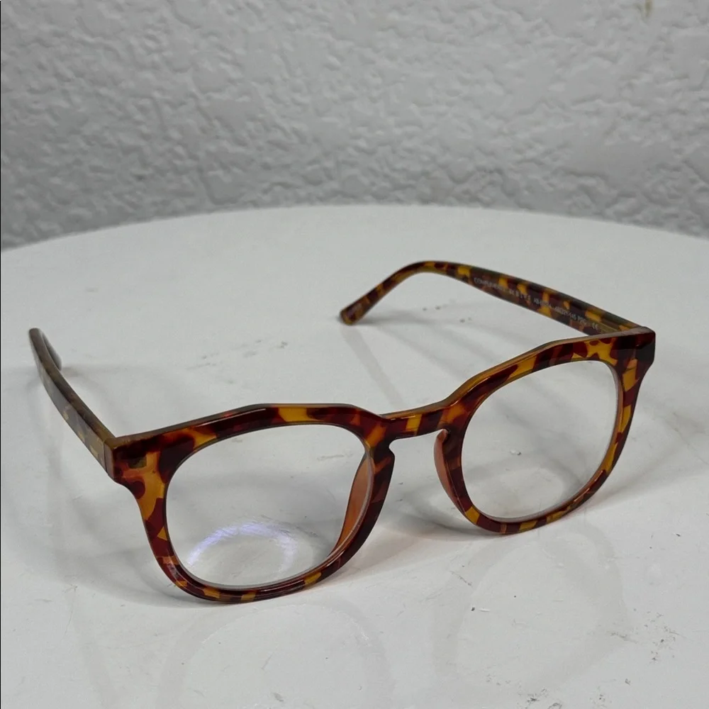 COMPLIMENTS BY DIFF COOPER BLUE LIGHT AMBER TORTOISE FRAME GLASSES **NIB**